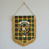 MacMillan Old Modern Tartan Crest Wall Hanging Banner - Wood Pole